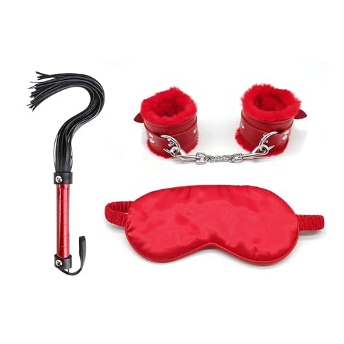 MOJDI Mens and womens eye masks adjustable wrist guards teasing feather stick stage performance accessories B23 (Red)