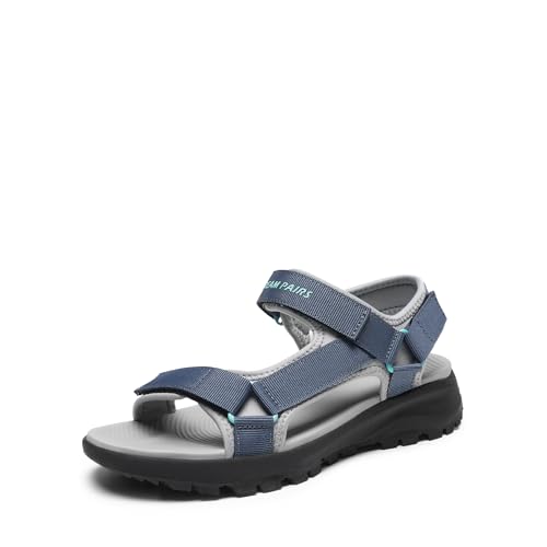 DREAM PAIRS Womens Sandals, Light Weight Hiking Sandals for Women, Comfortable Athletic Quick-Drying Walking Water Sandals With Hook And Loop Straps 7 Dark Blue