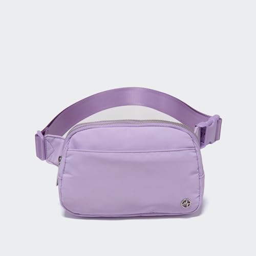 Image of Pander Everywhere Belt Bag for Women, 5 Zipper Pockets Nylon Crossbody Fanny Pack Purse (Lilac Purple).