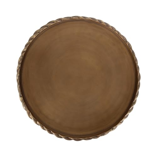 Kate and Laurel Trenza Decorative Round Spiraled Metal Tray with Feet, 14 Inch Diameter, Antique Brass, Circle Footed Coffee Table Tray for Use as Kitchen Counter Display or Living Room Decor Accent by Kate and Laurel - Image 4