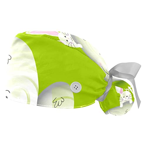 Chapeaux de travail lapin de Pâques JDEZ lot de 2 casquettes bouffantes