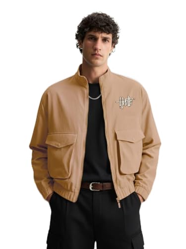 Image of The Indian Garage Co Men Relaxed Fit Long Sleeves Cutaway Collar Graphic Jacket