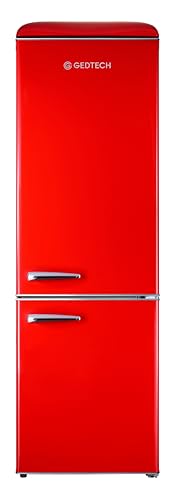 GEDTECH Refrigerateur combiné vintage GCBV310RD - Congélateur bas - Rouge - Capacité 310 L - Faible conso