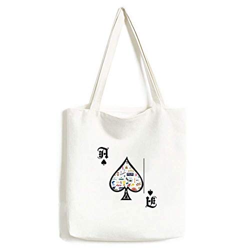 Sac de Chine lavable à main grand format imprimé poker as de pique durable