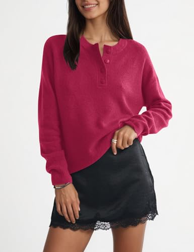 Long Sleeve Henley Button Up Sweater for Women Business Casual3