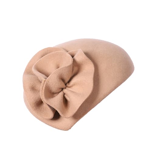 Image of Flower Womens Dress Fascinator Wool Felt Fedora French Pillbox Hat Party Wedding Teardrop Beret