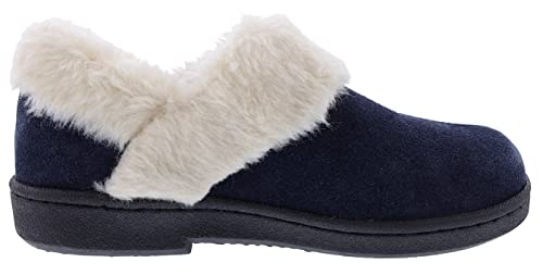 CLARKS Sarah Indoor and Outdoor Slipper Cozy Wool Mule Slip-On Fur Lined Clogs (6 M US, Navy Cow Suede)2