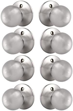 Probrico 2 Pack Round Dummy Door Handle On Rose Stainless Steel Interior Door Knob Brushed Nickel Base Diameter 65mm(2-1/2 inch)