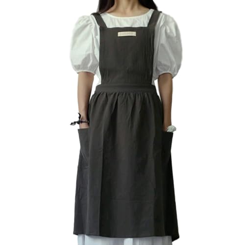 Gaf Nuncew Tablier Japonais Femme Long Style Traditionnel avec 2 Poches - Tablier de Cuisine et Poterie - Robuste et Élégant - Apron for Women