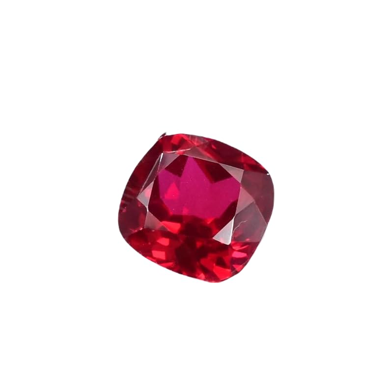 Rubis naturel 14x14mm en coussin, gemme facettée pour fabrication bijoux DIY