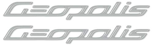 labelbike - 2 Stickers Gel 3D Pair Letters Silver Geopolis for Scooter compatible with Peugeot