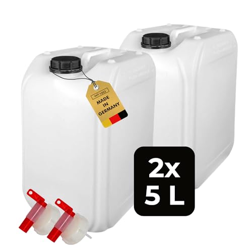 ABACUS 5 Liter Wasserkanister – Lebensmittelecht, Säurefest, Mit Auslaufhahn & Skala