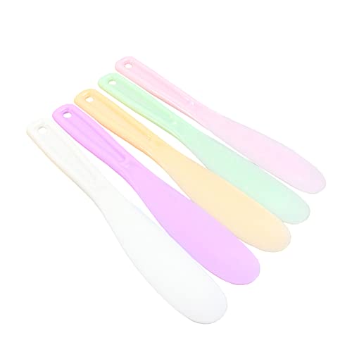 JIHUOO 6 Pcs Large Plastic Cosmetic Spatulas Scoops Make Up Face Spatulas Makeup Spoons Skin Care Applicator Spatulas Facial Cream Scoops