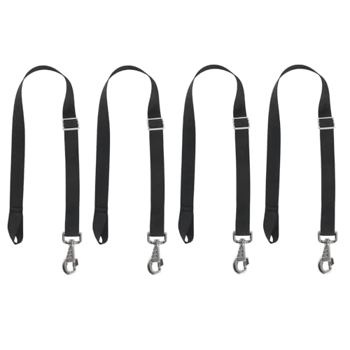 Premium Horse Blanket Sheet Leg Straps Replacement Stretchy Belly Strap with Swivel Snaps and Sewn Loop End Adjustable Length from 22 to 40 Inch Black (4 Pcs)