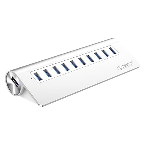 ORICO - Mini Hub USB 3.0 de 10 Puertos con Adaptador de Corriente Cover