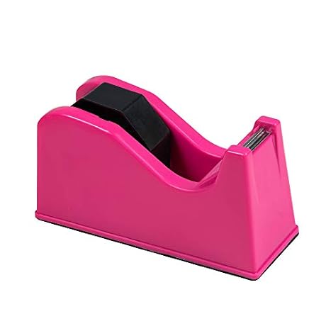 IHOMECOOKER Desktop Tape Dispenser Adhesive Roll Holder (Fits 1" & 3" Core) with Weighted Nonskid Rose red