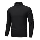 [KEFITEVD] タートルネック メンズ 保温 防寒 ニットセーター ビジネス ハイネック インナー 秋服 オフィス カジュアル 長袖 トップス 冬 黒 ブラック M