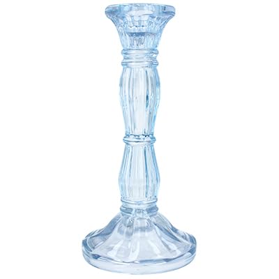 Gisela Graham Pastel Blue Glass Candlestick - Medium