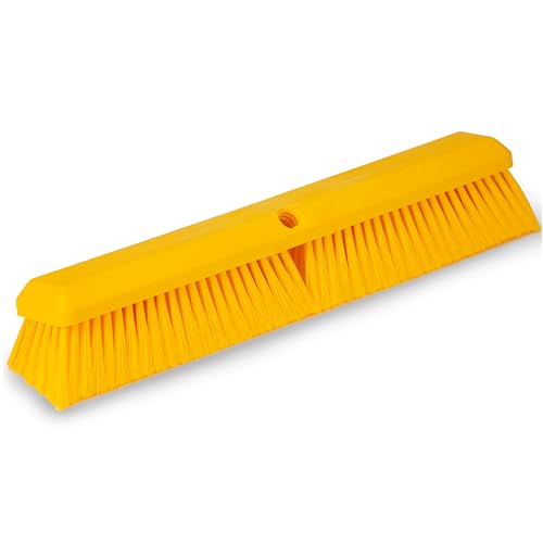 SPARTA 41890EC04 Omni Sweep Plastic Push Broom Head, Heavy Duty, Industrial Broom With Color Code System For Outdoor, Indoor, Garage, Concrete, Patio, Kitchen, Bathroom, 18 Inches, Yellow