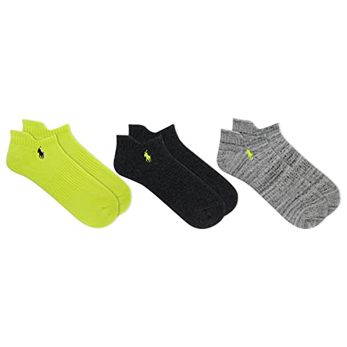 POLO RALPH LAUREN Men's 3-Pack Neon Low Cut Ankle Socks, Assorted, 10-13