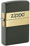 Zippo Lighter: Ribbon with Zippo Logo, Engraved - Green Matte 81492