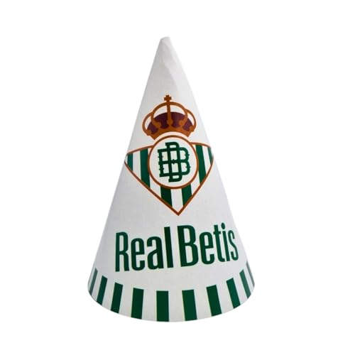 FIESTORA, Gorros Betis, Gorros Fiesta de Cumpleaños Temática, Decoración para Celebración Infantil, Pack 6 Gorros