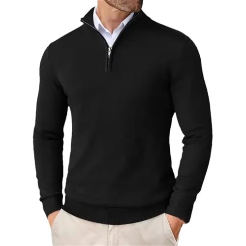 Men's Quarter Zip Up Sweaters Slim Fit Lightweight Pullover Outdoor Mock Neck Tops Knitted Jumper