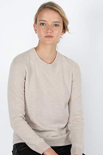 Image of JENNIE LIU Women's 100% Pure Cashmere Crew Neck Sweater, Tight Knit Cozy Soft Hand Washable Long Sleeve Pullover
