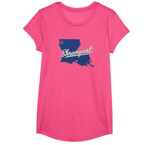 Shreveport Louisiana LA Map T-Shirt, Girls, Pink Heather, Medium