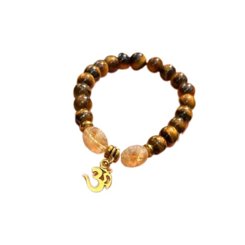 GOLDEN QUARTZ - Tiger Eye Bracelet with Exclusive Om Symbol Charm - 8mm Natural Healing Stone for Protection, Courage & Positive Energy - Reiki Crystal Bracelet for Men & Women (Tiger Eye Om, 8mm) (B0CMTHLRNK) Amazon Price History, Amazon Price Tracker