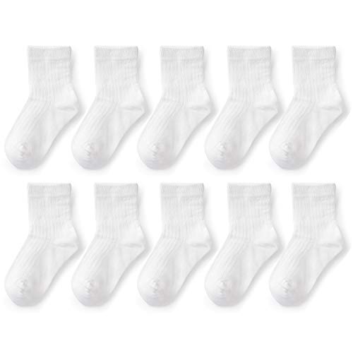 Sunbve 10 Pack Little Big Boys Girls White Fun Cotton Crew Socks #TOP1