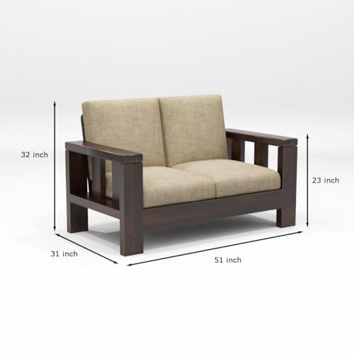 Image of Sheesham Wooden 7 Seater Sofa Set for Living Room | Solid Wood Sofa | Rosewood Sofa Set for Home & Office | Lounge (Walnut, 7 Seater)