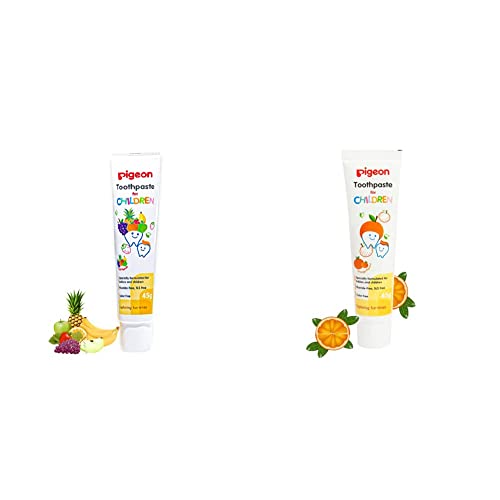 Image of Pigeon Children Toothpaste, Fruit Punch, 45g & Pigeon Children Toothpaste - Orange (45g)