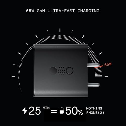 Image of BLACKSHEEP 65W Nothing Gan Trio Charger Adapter | 3 Port USB Type C to A Fast Wall Charging Adaptor Compatible with CMF Phone 1 /Nothing Phone 2a Plus / 2A / 2 / Phone 3a / 3a Pro /Buds /Ear Stick,-Black