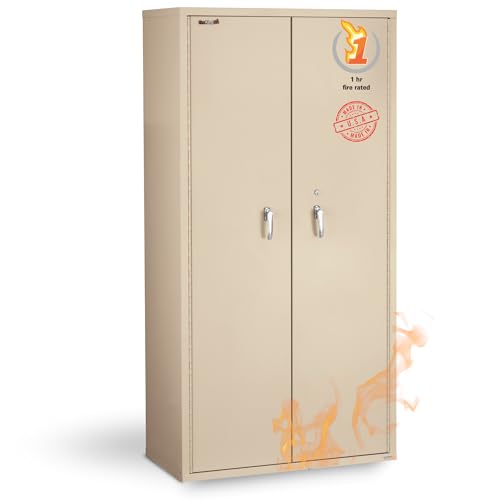 FireKing Vertical 2 Door Fire Rated Storage Cabinet, Parchment