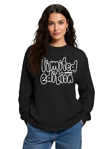 Image of LEOTUDE Full Sleeve Cottonblend Oversized Tshirt for Women, Round Neck