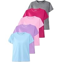 5-Pack Girls Athletic Dry-Fit T-Shirts Tops (Various Colors) only