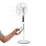 Wintem - Ventilatore a Piantana 40 cm con Telecomando – Altezza Regolabile da 125 a 135 cm – 6 Velocità, Timer 7,5H e Comandi Touch – Piantana Silenziosa 40W (Bianco)