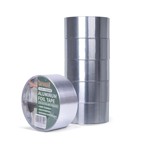 TAPEBEAR Cinta Adhesiva De Aluminio 50mm x 46m-Sella, repara y aisla-Resistente al agua y altas temperaturas, Cinta de Aluminio para Sellar Sistemas, conductos y Aire Acondicionado, 6Rollos