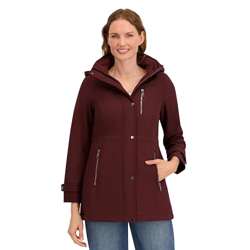 Nautica Women's Softshell Jacket – Water-Resistant Transitional Coat Faux Fur Hood, Adjustable Waist, Chianti, X-Large by Nautica - Used condition - US$31.25