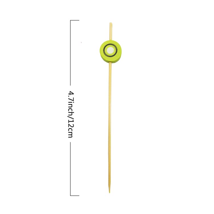 200 Pcs Colorful Cocktail Picks, 4.7 Inch Colorful Fruit Sticks, Disposable Bamboo Toothpicks for Birthday Hawaii Theme Party Supplies (Kiwis)