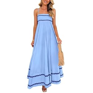 PRETTYGARDEN Women’s 2026 Summer Flowy Maxi Dress Casual Sleeveless Spaghetti Strap Ruffle Beach Long Dresses