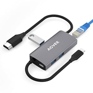 AGVEE USB-C HDMI-Adapter für Steam Deck ROG Ally Legion Go MSI Claw, Typ-C auf 4K @ 60HZ HDMI-Adapter mit Gigabit RJ45 Ethernet LAN Netzwerk, tragbar Reisen, Grau