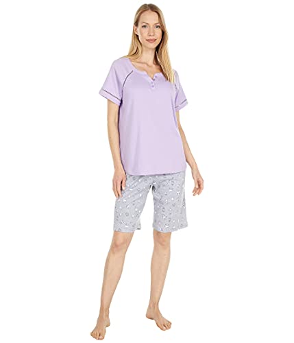 Image of Karen Neuburger Women's Short Sleeve Top and Bermuda Short Bottom Pajama Set