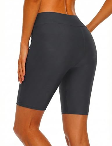 Firpearl Women's Long Swim Shorts UPF50+ Sport Beach Surf Shorts Swimsuit Drawstring Boardshorts Gray US14 - Thumbnail 4