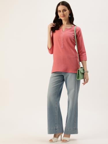 Image of Elegant Short Kurti for Women - 3 /4 Sleeves | Round Neck | (S to XXL)