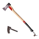 Adler - The Long Splitter, 31.5 inch Anti-Slip Hickory Handle, Leather Sheath, Splitting Axe for Rounds up to 10'', 4.4 pound Head, German Made