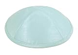 Zion Judaica Deluxe Raw Silk Kippot Bulk Packs or Single Pieces Free Clips (12 Pack, Light Blue)