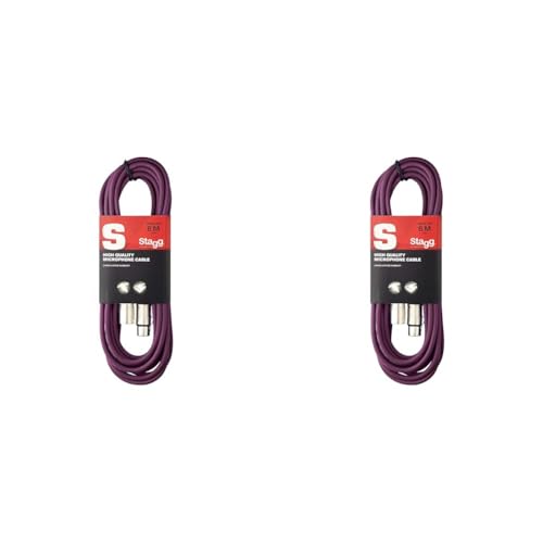 Stagg SMC6 CPP 6 m XLR to XLR Microphone Cable - Purple (Pack of 2)