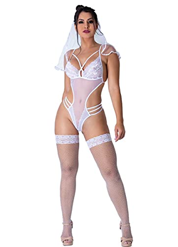 Lingerie Sensual Body Renda Noiva Docinho Completa Envio 24h (G)